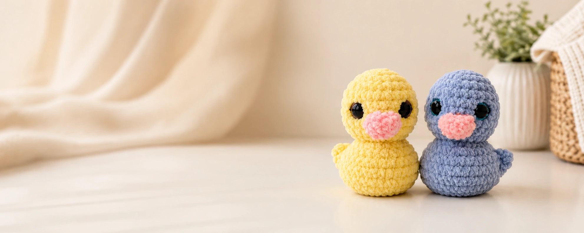 Handmade crochet duck plush collection banner