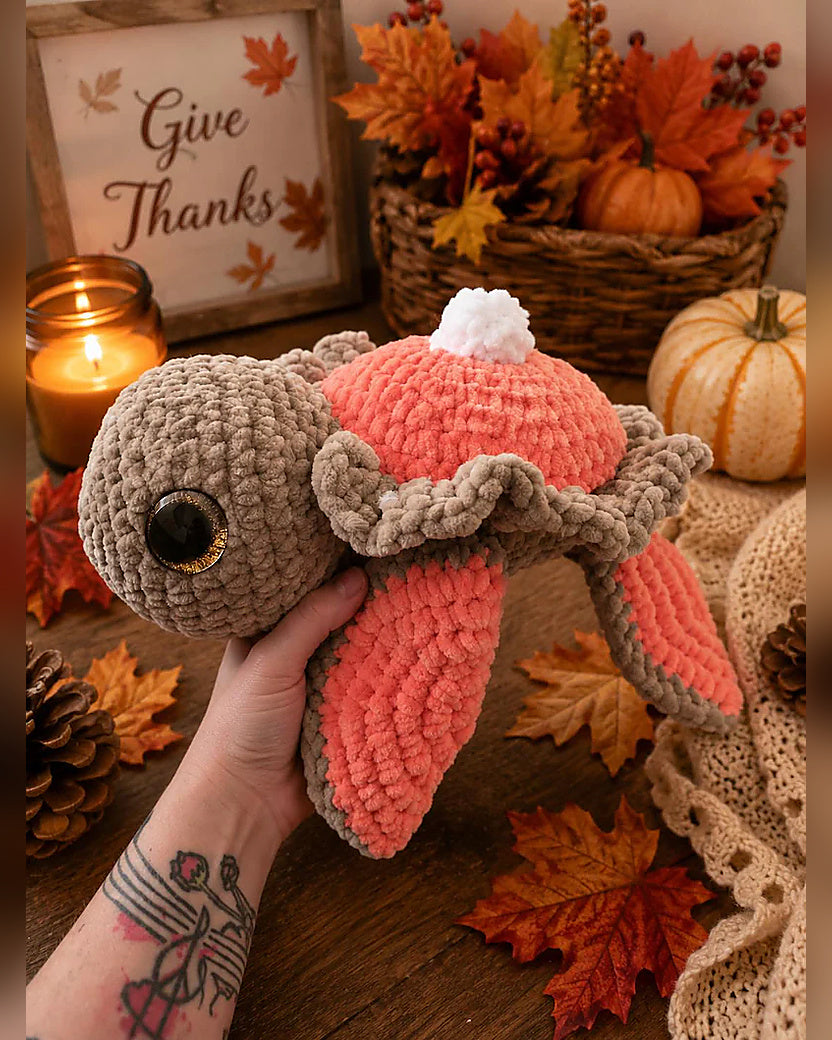 Pumpkin Pie Sea Turtle Crochet Plush