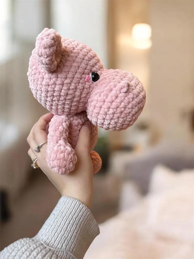 Hippo Crochet Plush, Chunky Velvet