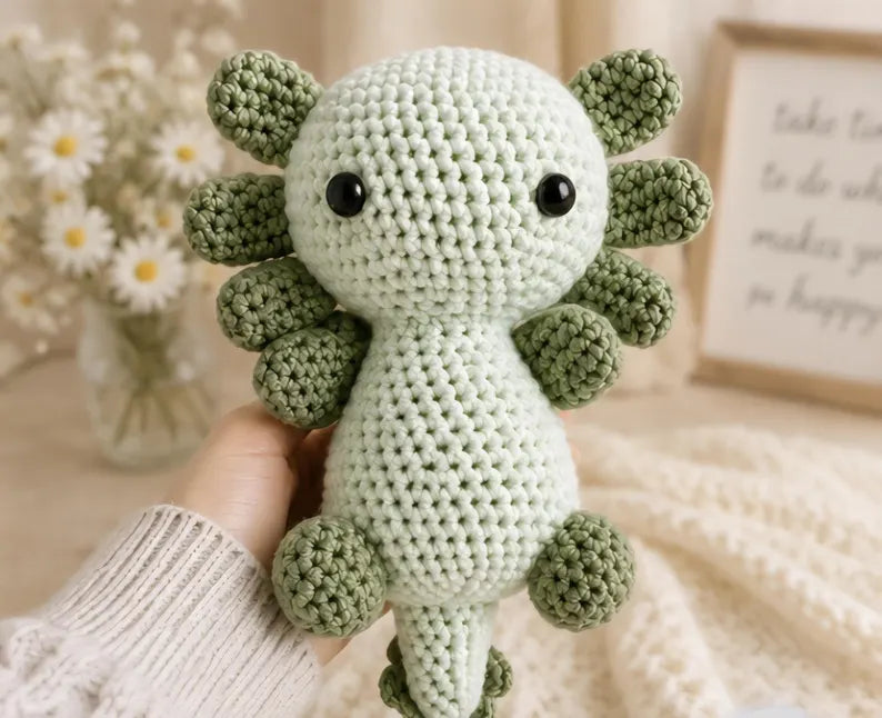 Axolotl Crochet Plush, Green