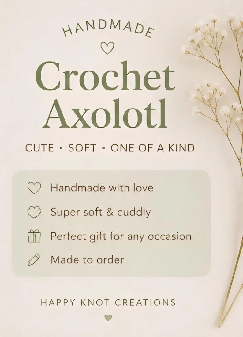 Axolotl Crochet Plush, Green