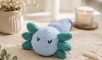 Axolotl Crochet Plush, Lavender Sleeping