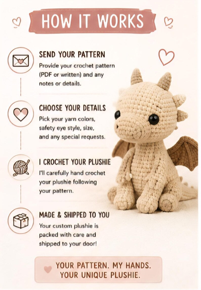 Custom Crochet Plush, Made from Your Pattern