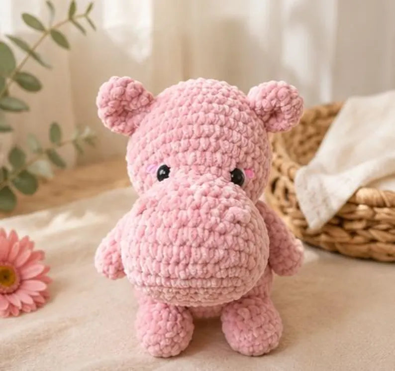 Hippo Crochet Plush, Chunky Velvet