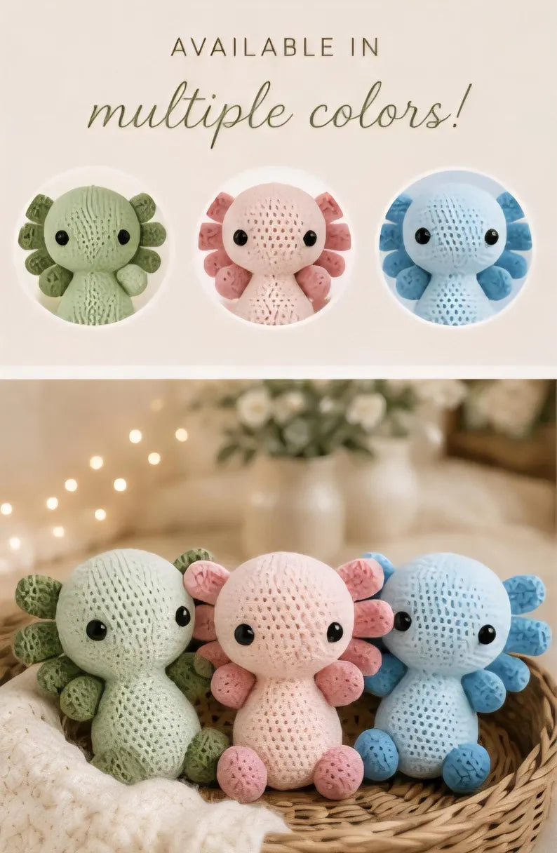 Axolotl Crochet Plush, Green