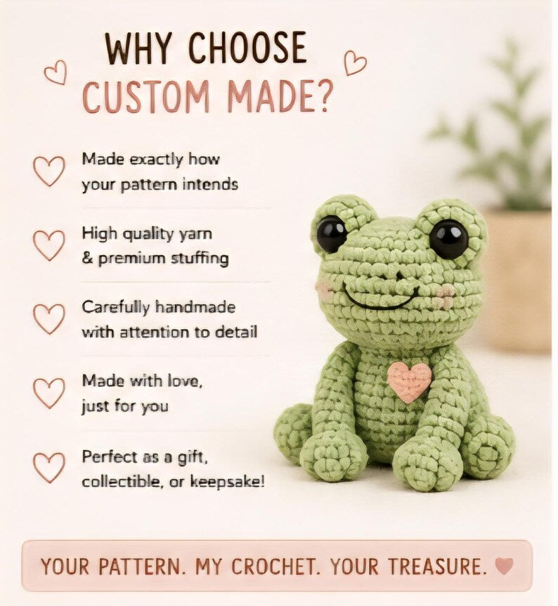 Custom Crochet Plush, Made from Your Pattern