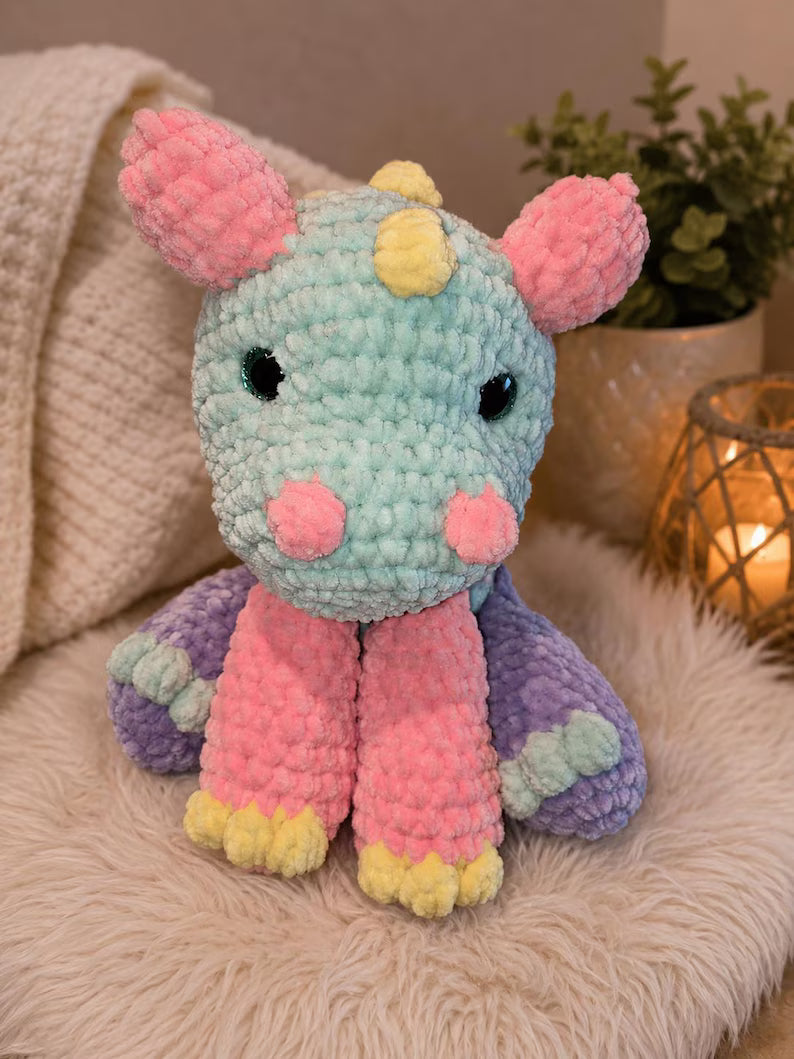 Dinosaur Crochet Plush, Rainbow
