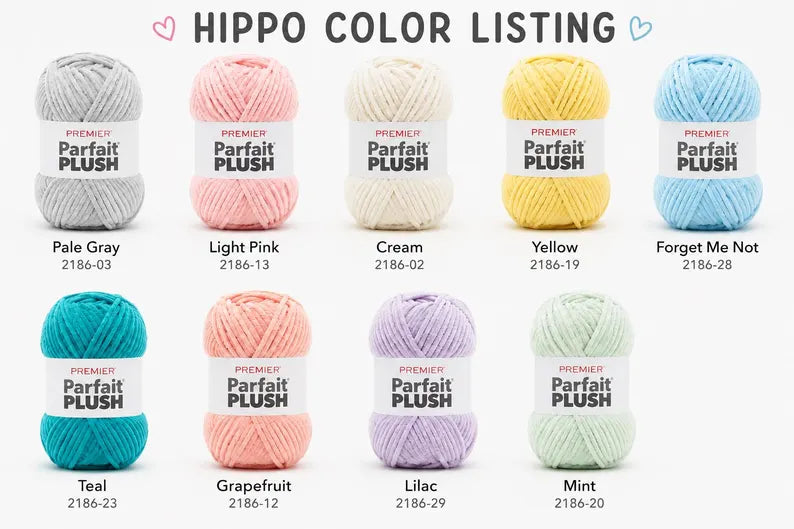 Hippo Crochet Plush, Chunky Velvet