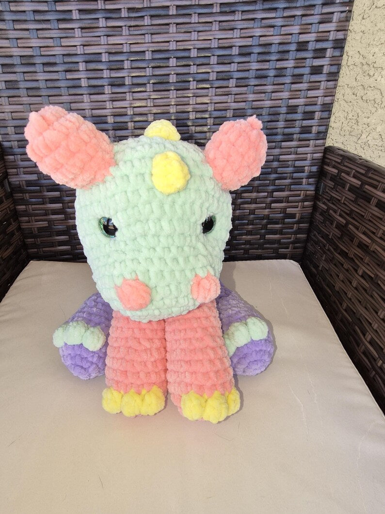 Dinosaur Crochet Plush, Rainbow