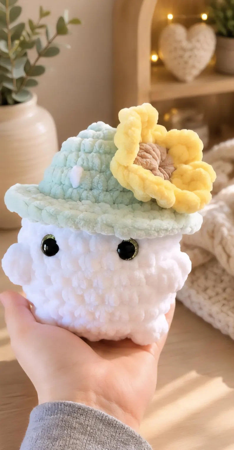 Mushroom Crochet Plush, Kawaii Sunflower