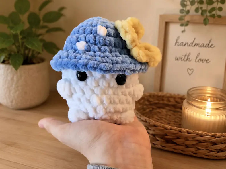 Kawaii sunflower mushroom crochet plush
