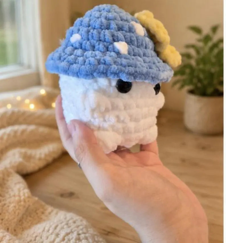 Mushroom Crochet Plush, Kawaii Sunflower
