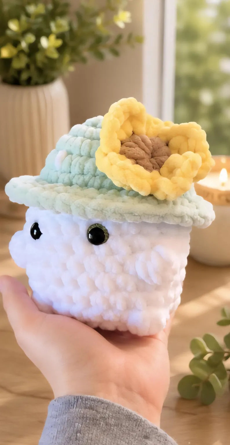 Mushroom Crochet Plush, Kawaii Sunflower