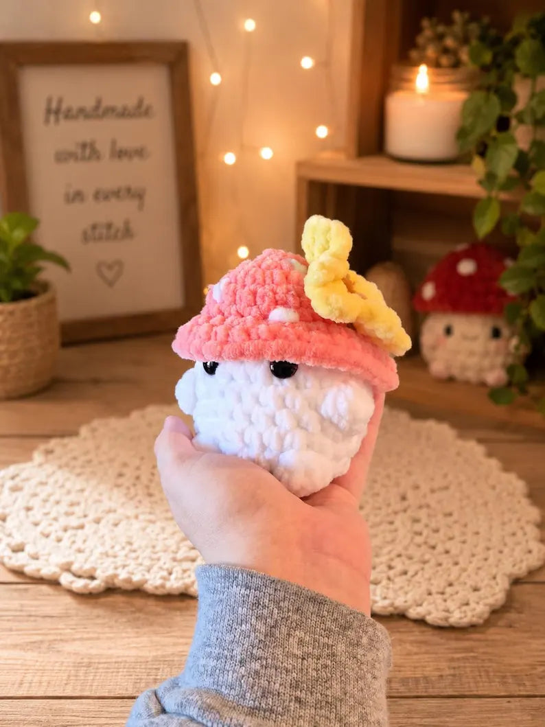 Kawaii sunflower mushroom crochet plush