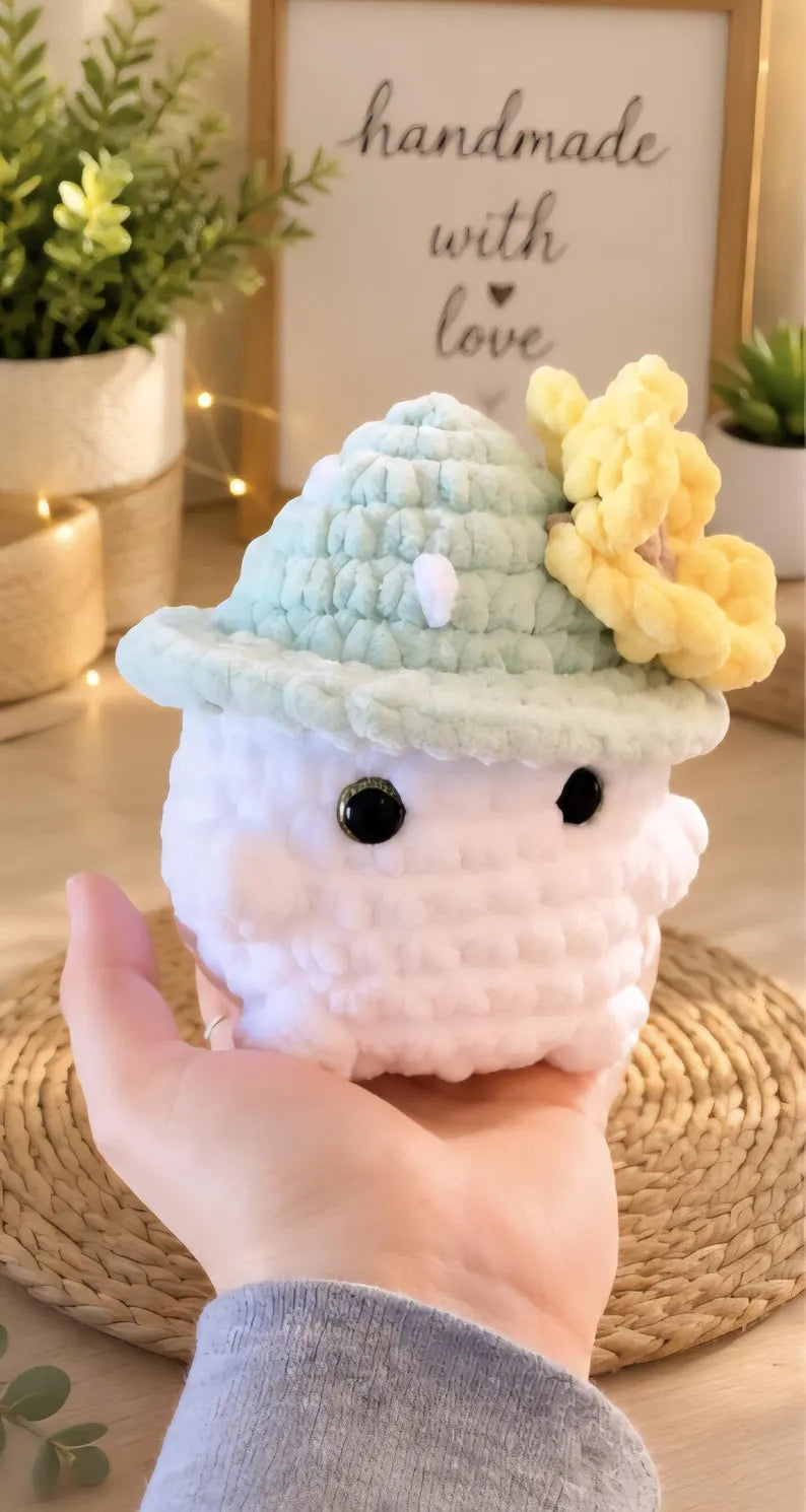 Mushroom Crochet Plush, Kawaii Sunflower