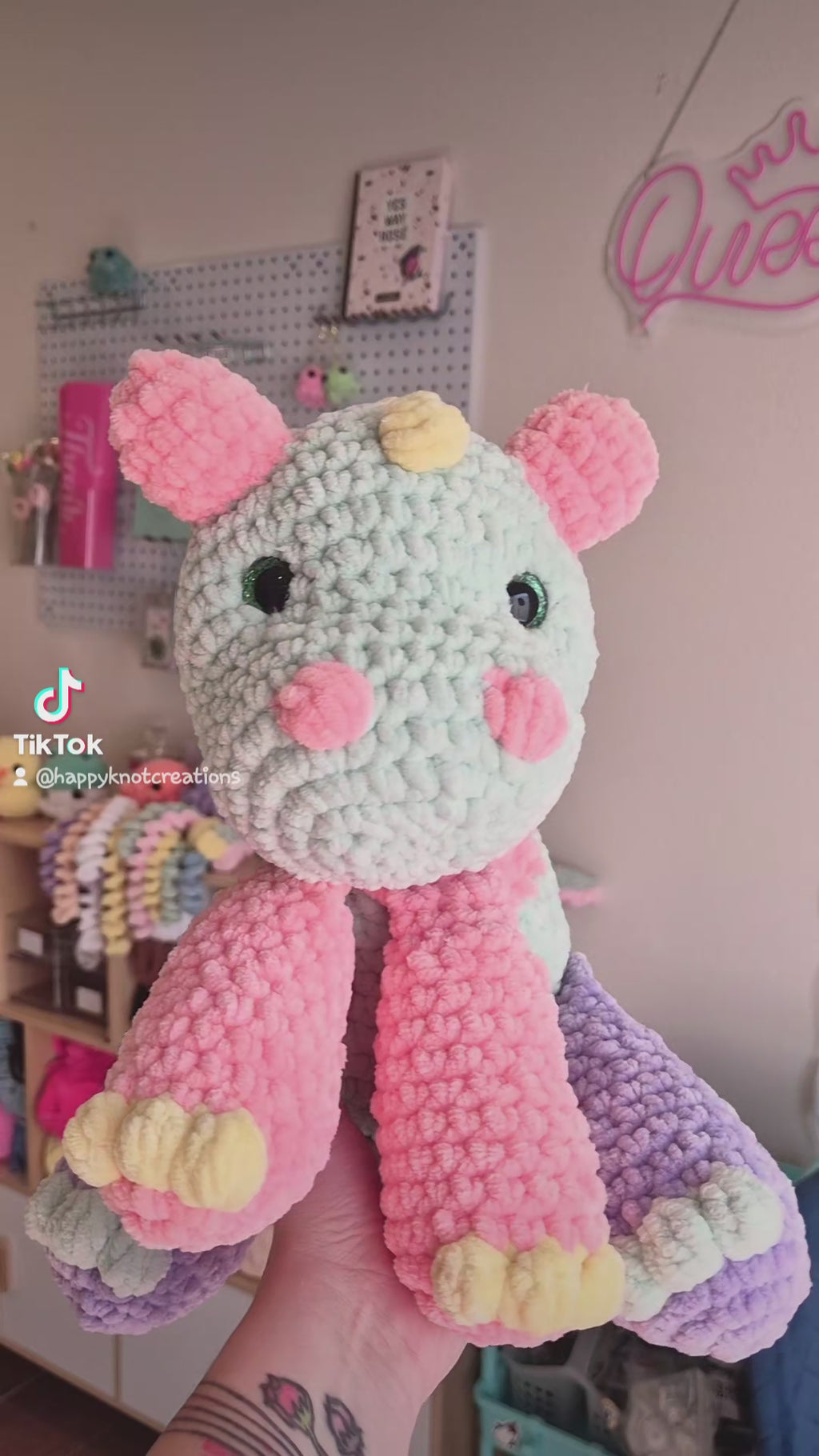 Dinosaur Crochet Plush Rainbow