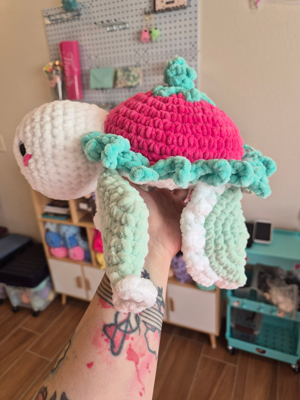 Crochet Strawberry Turtle Plush