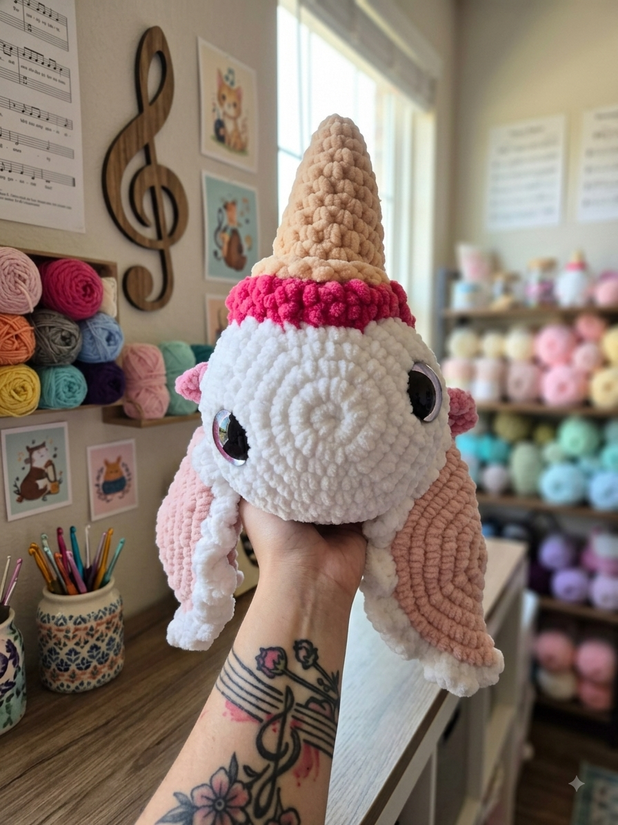 Crochet Ice Cream Sundae Turtle Plushie