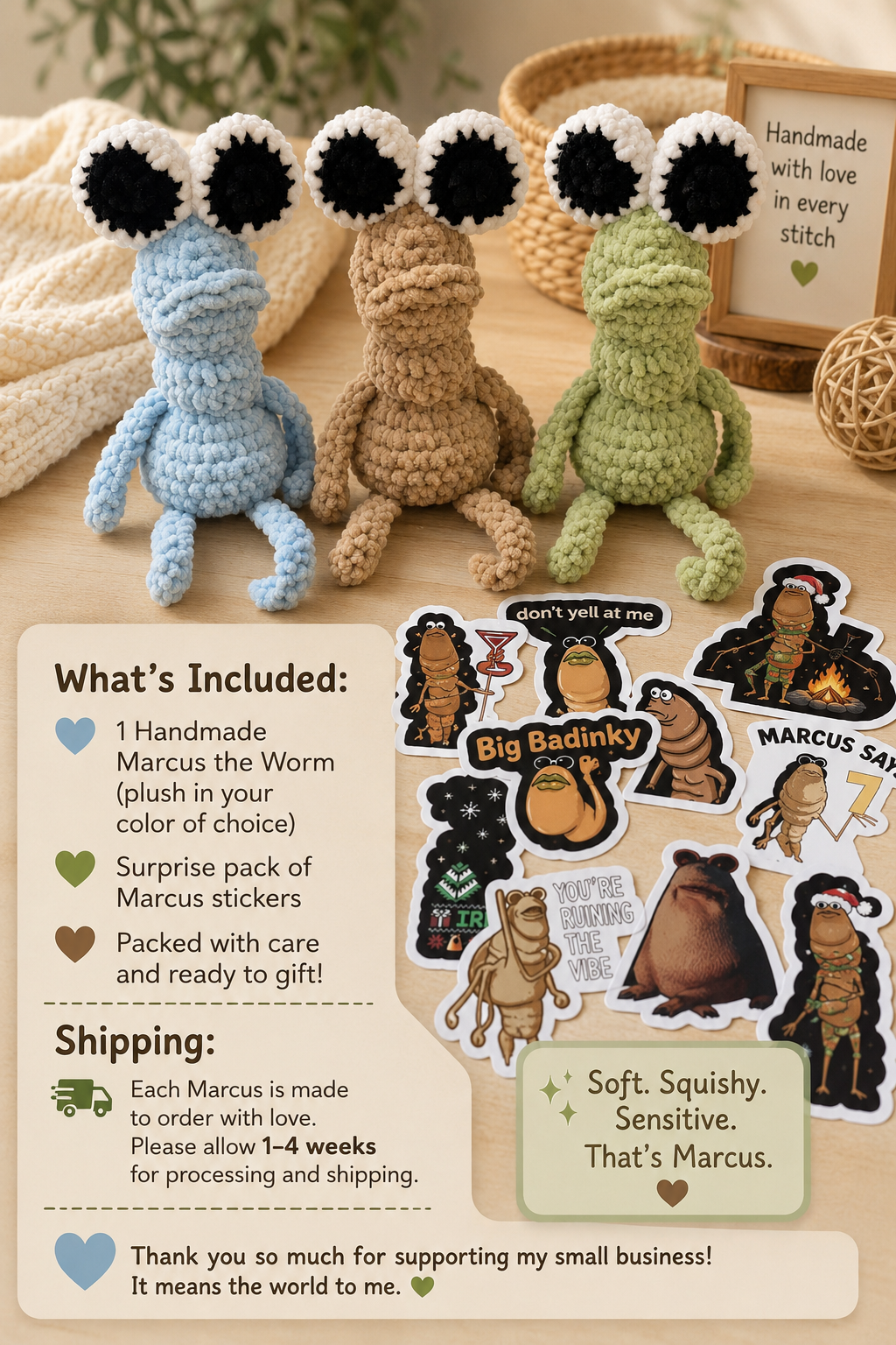Marcus The Worm Crochet Plush