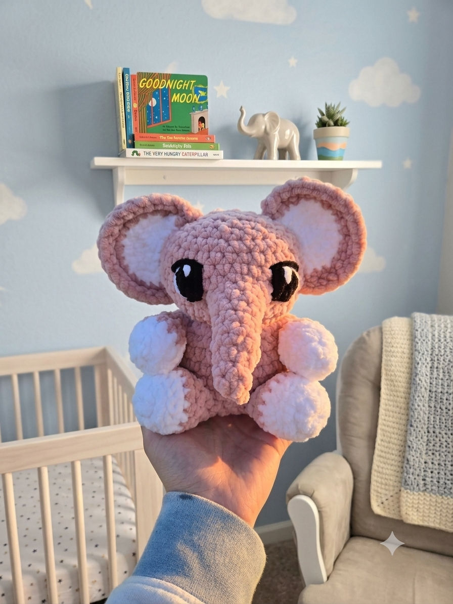 Handmade elephant crochet plush toy