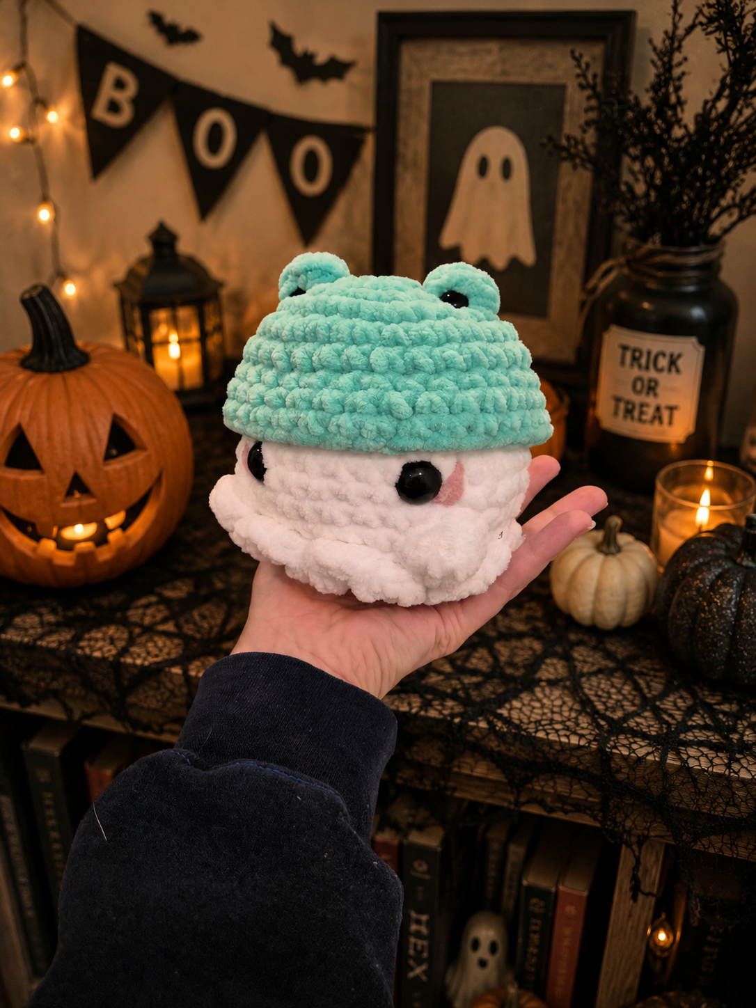 Crochet Frog Ghost Plush