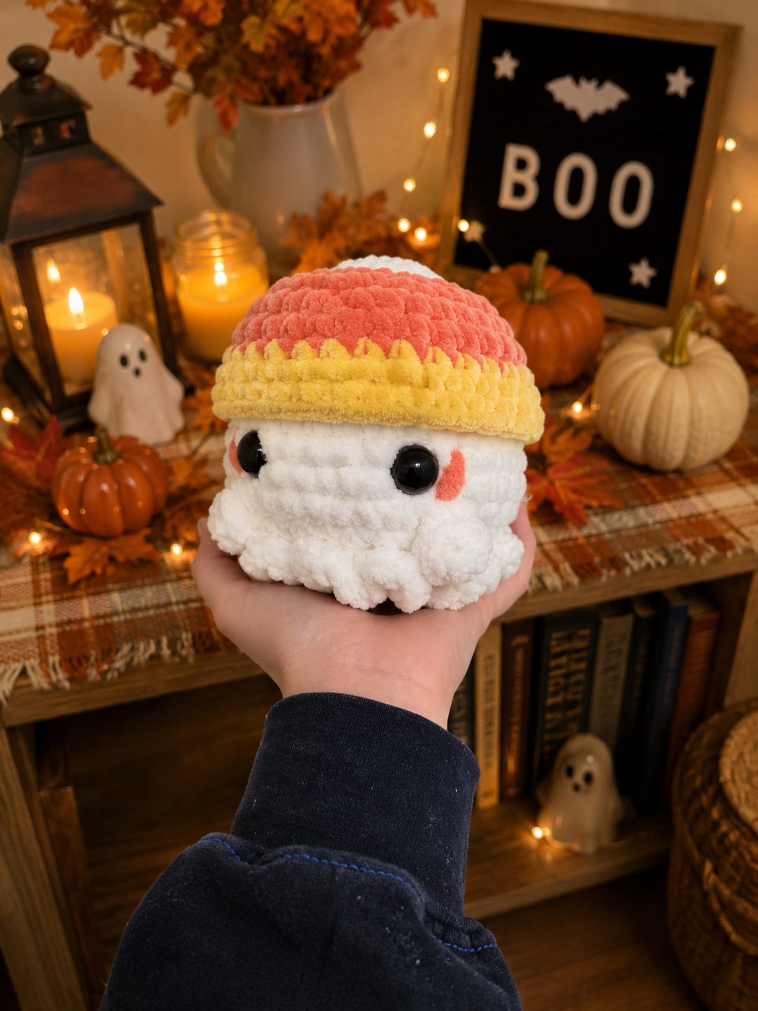 Crochet Candy Corn Ghost Plush