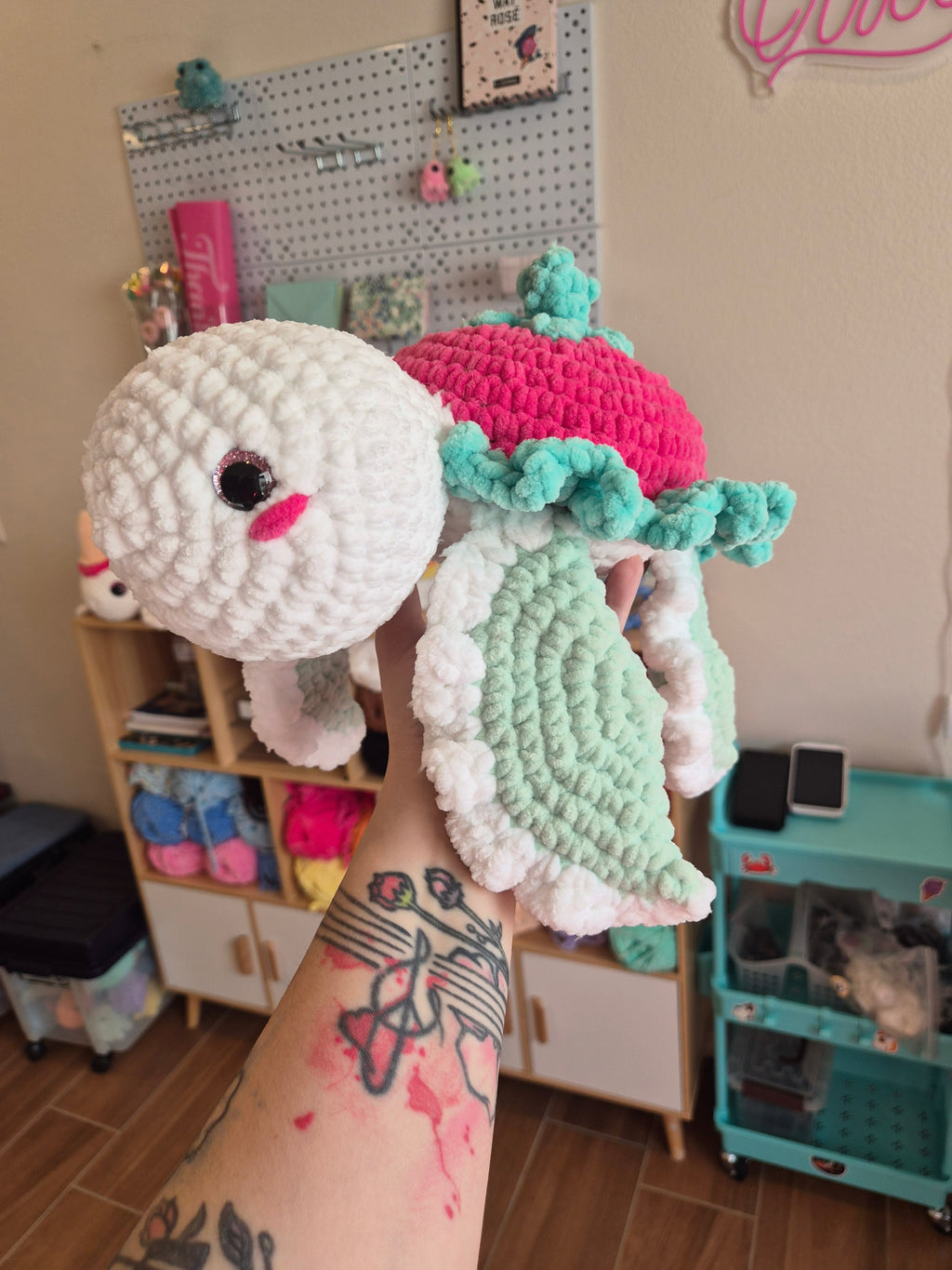 Crochet Strawberry Turtle Plush