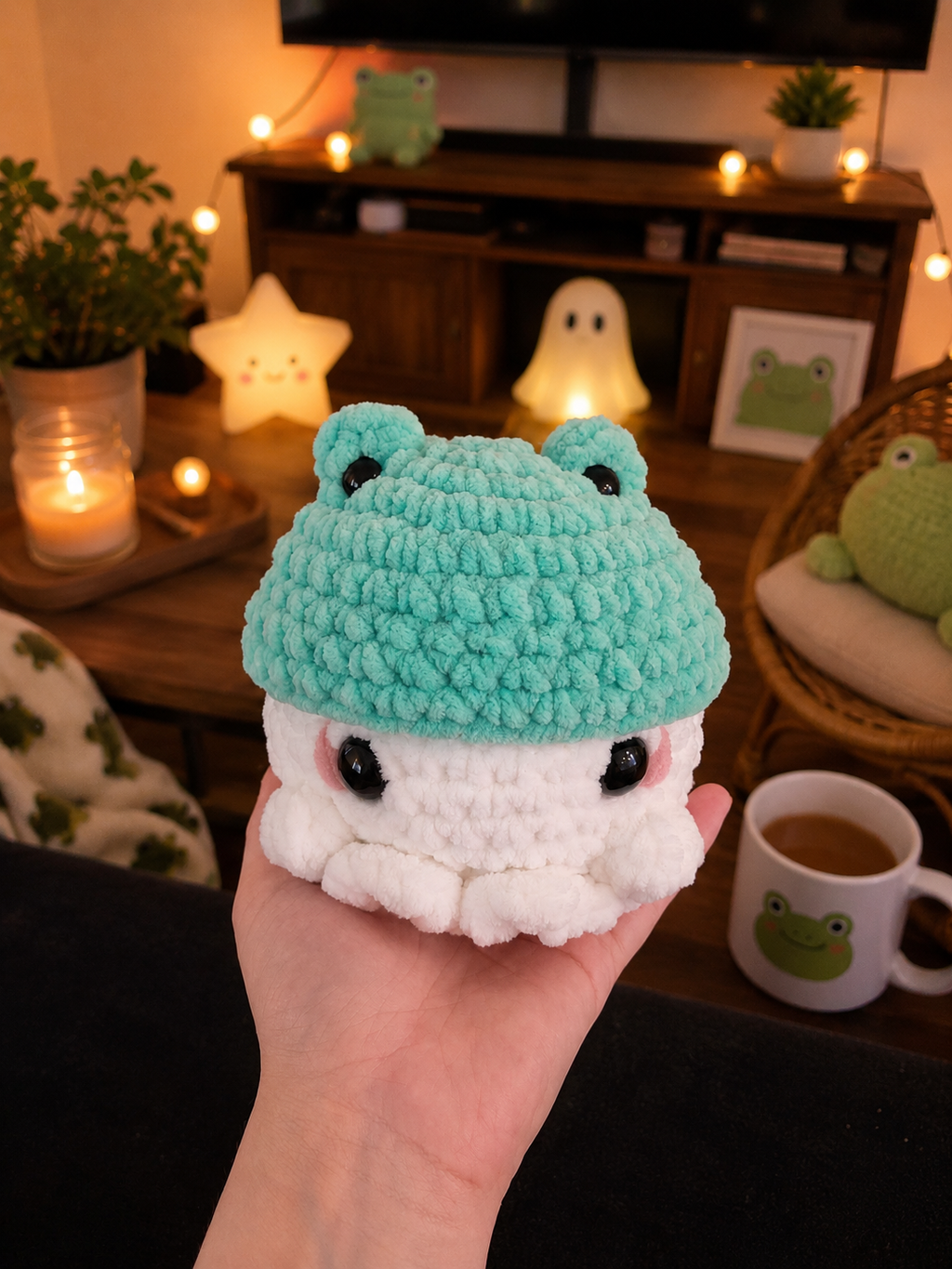 Crochet Frog Ghost Plush