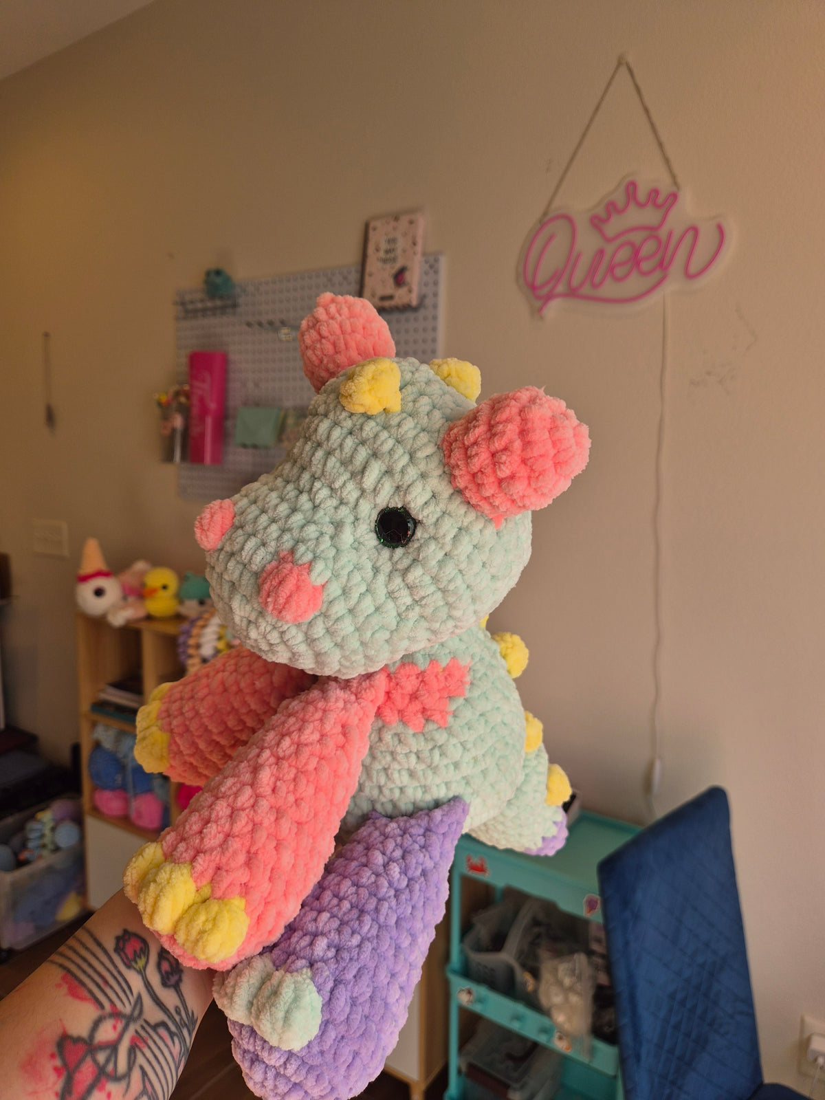Dinosaur Crochet Plush Rainbow