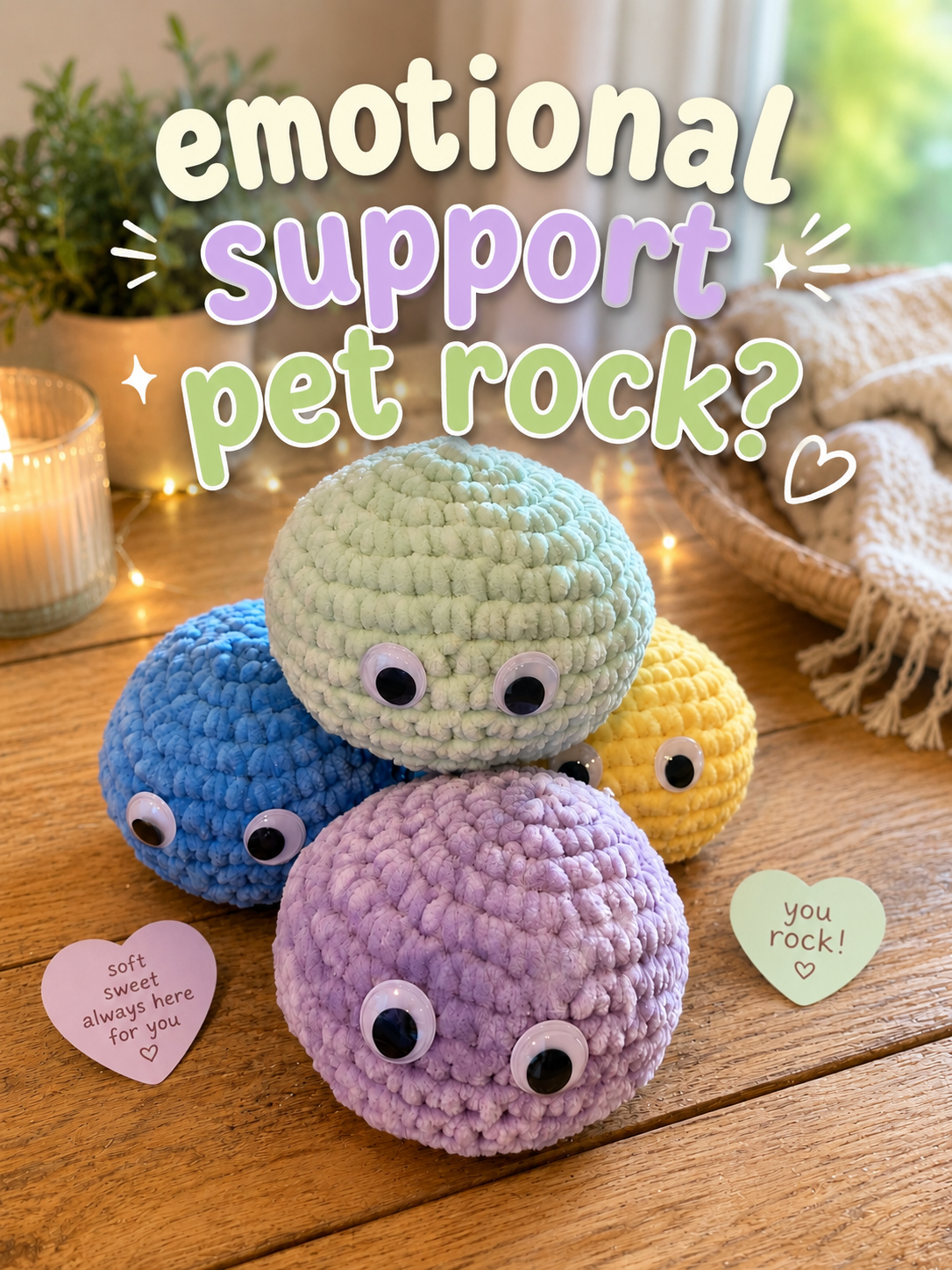 Emotional Support Pet Rock Crochet Plush