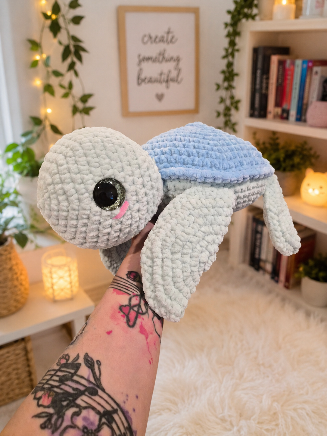 Handmade sea turtle crochet plush toy