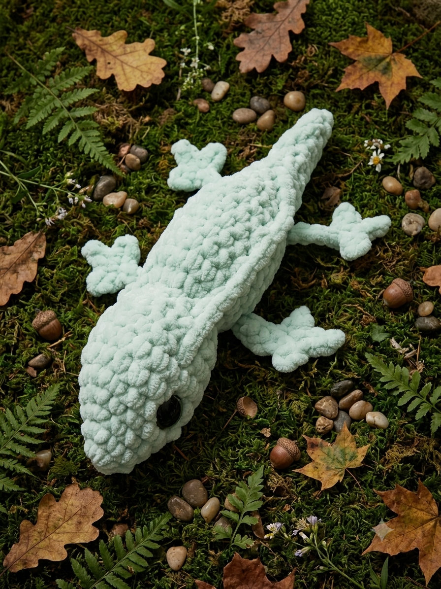 Handmade gecko crochet plush set