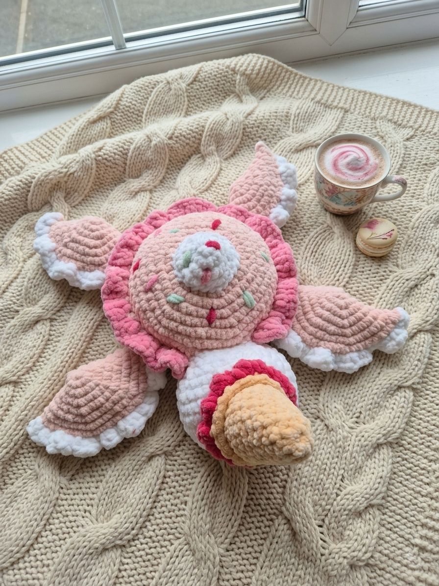Crochet Ice Cream Sundae Turtle Plushie