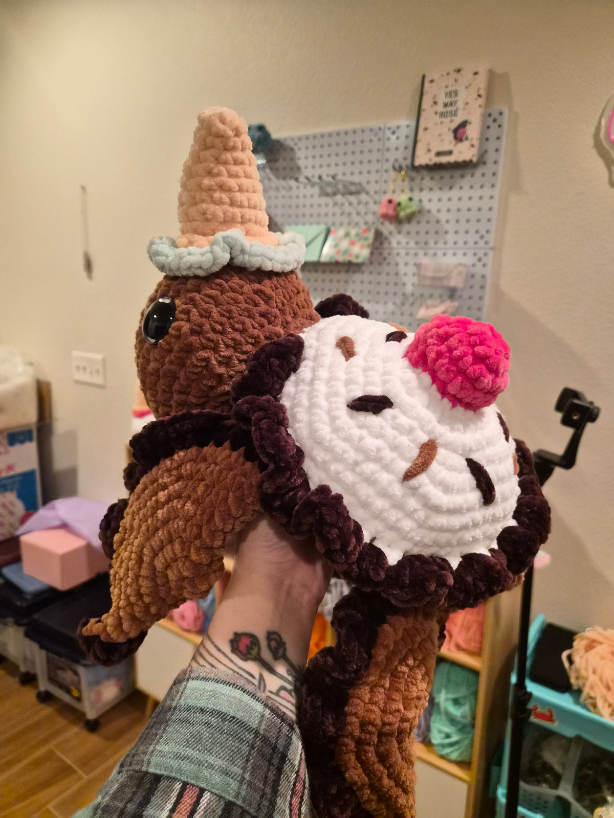 Crochet Ice Cream Sundae Turtle Plushie