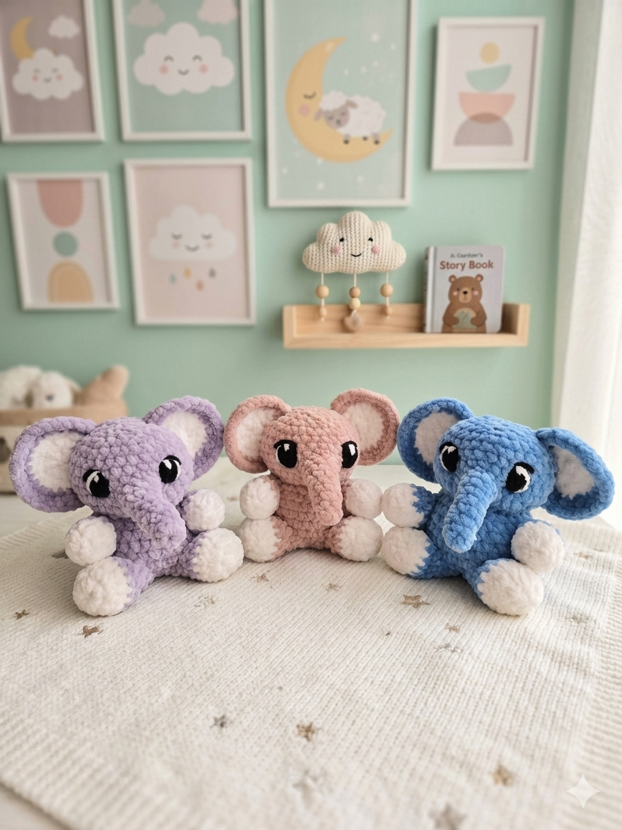 Handmade elephant crochet plush toy