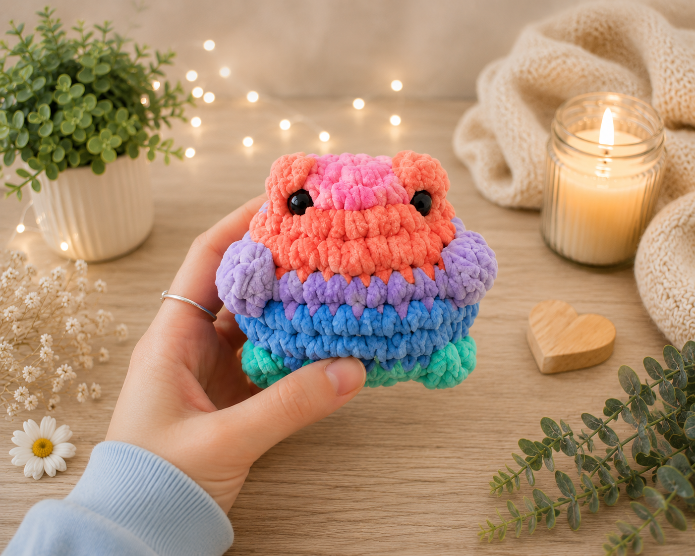Handmade frog crochet plush toy
