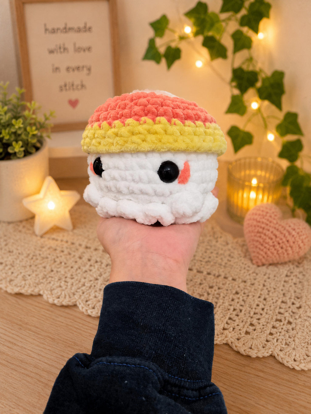 Crochet Candy Corn Ghost Plush