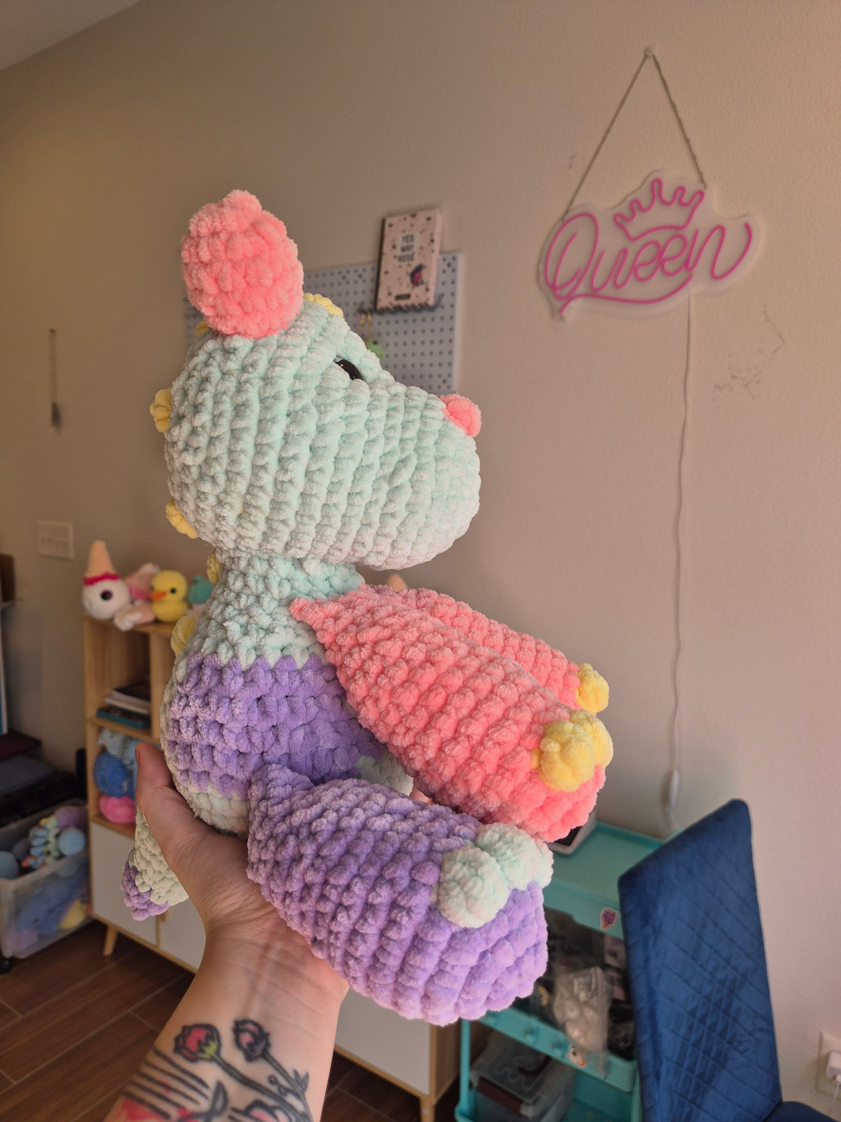 Dinosaur Crochet Plush Rainbow