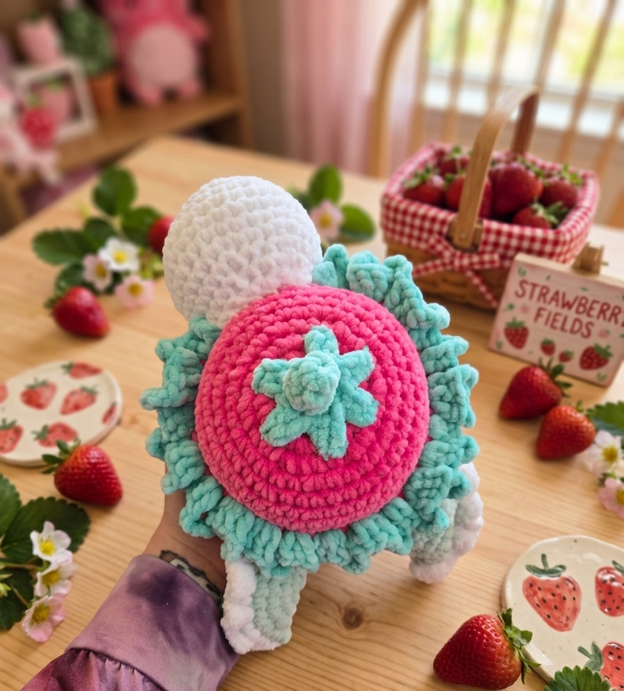 Crochet Strawberry Turtle Plush