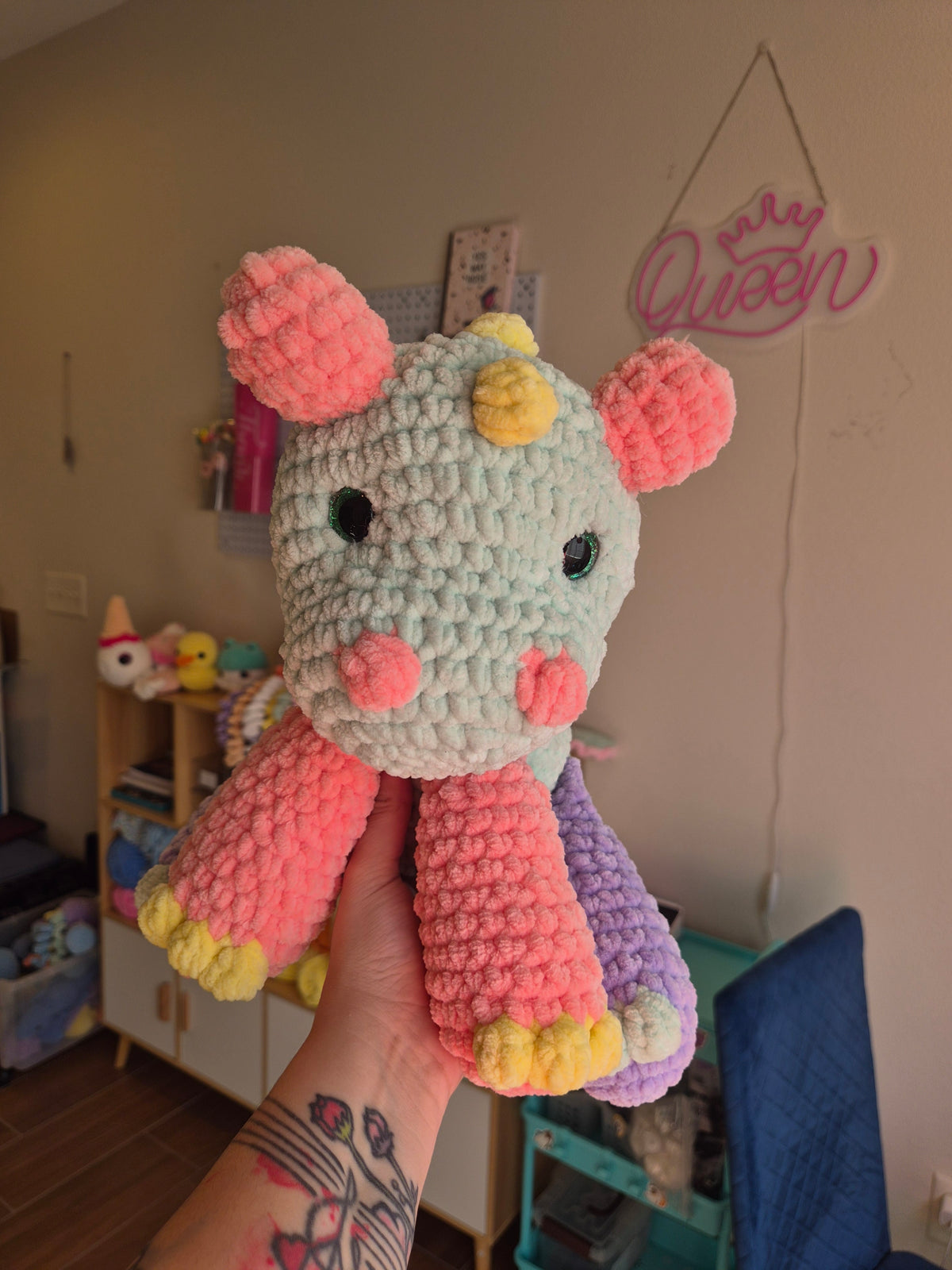 Dinosaur Crochet Plush Rainbow